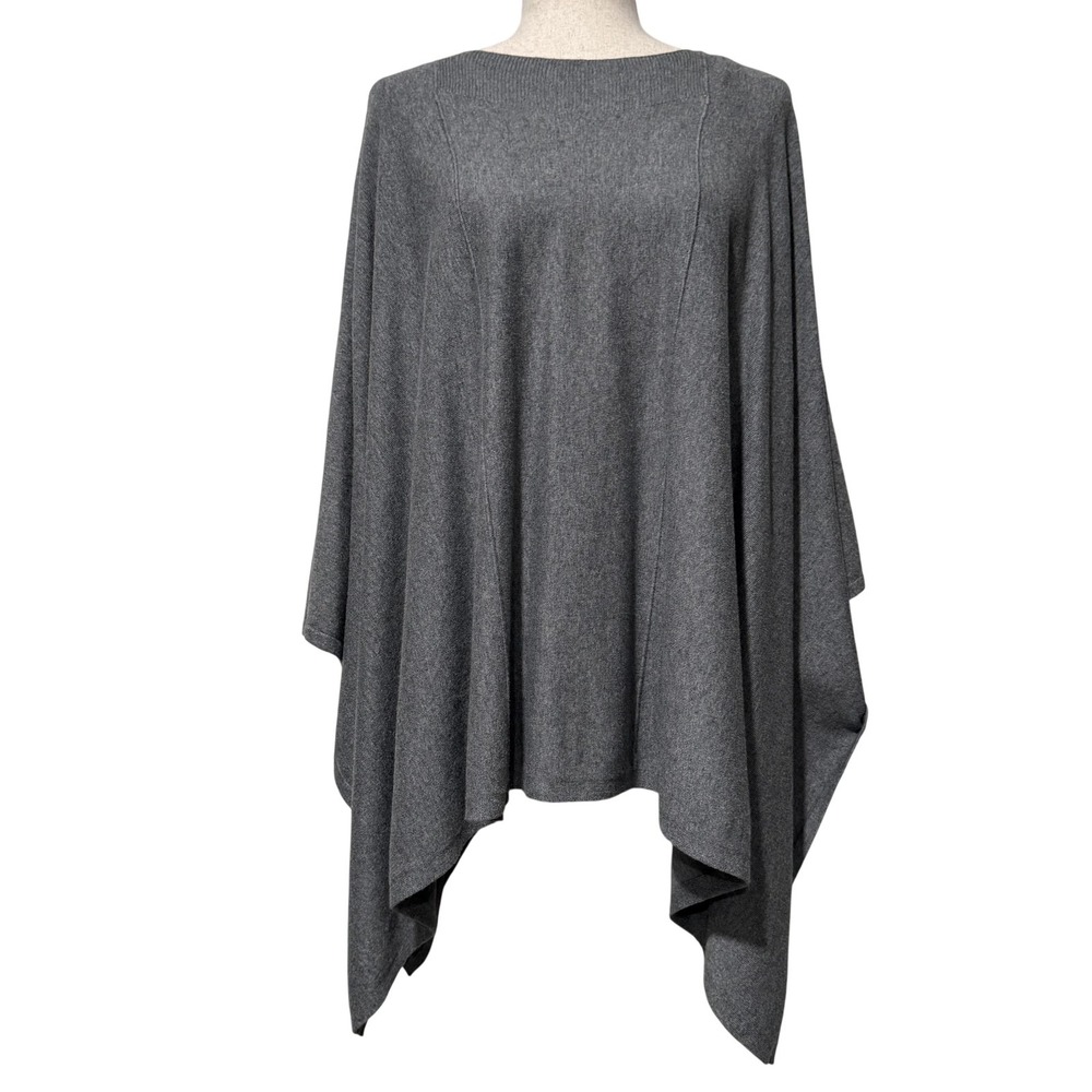 Chico's‎ Poncho Cape Cashmere Blend Knit Sweater S/M Gray Layering Minimalist